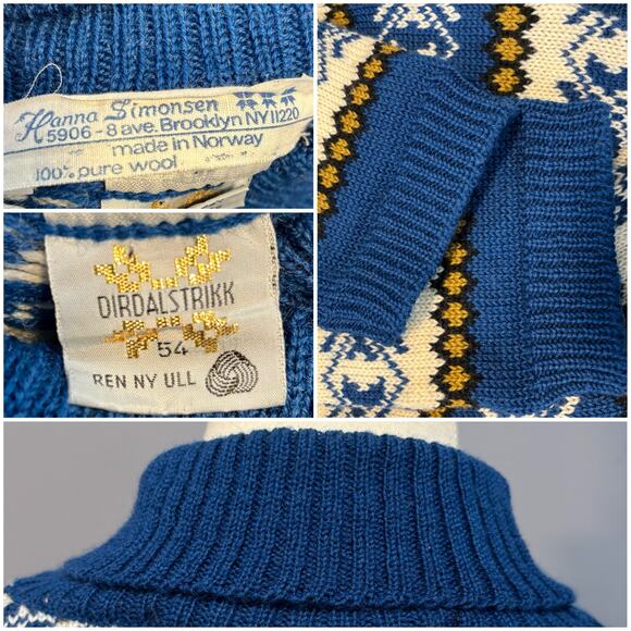 Vintage Hand Knit Norwegian Wool Sweater - Cozy Winter Knitwear, Size XL - Picture 8 of 8